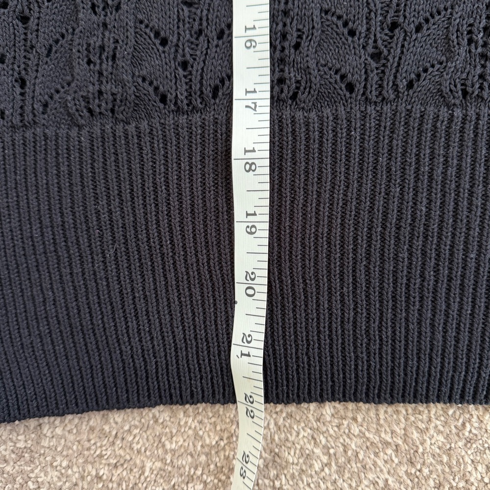 Lindex (Sweden) Black Loose Knit Flutter Sleeve Top Women’s Medium - Picture 6 of 9